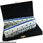 Domino Double Six Blue & White Two Tone Tile Jumbo Tournament Size w Spinners in Deluxe Velvet Case  B01FMVUR18